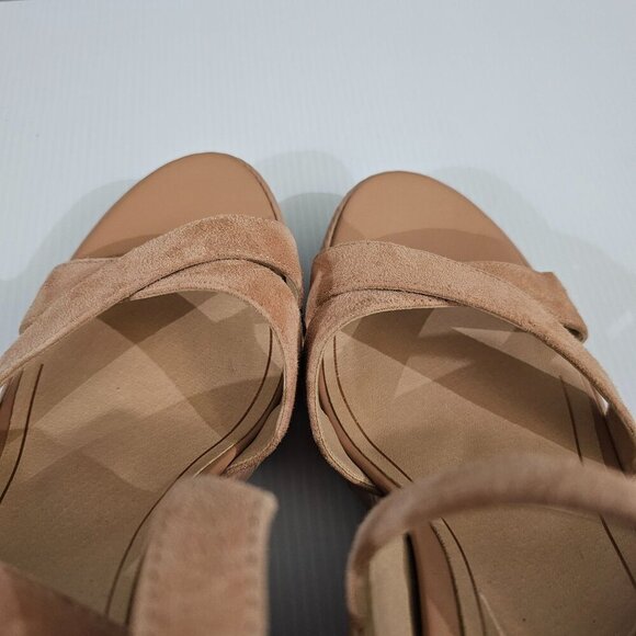 NEW Vionic Bonita Wedge Women 11 Macaroon Tan Suede Leather Orthotic Sandal - Picture 10 of 13